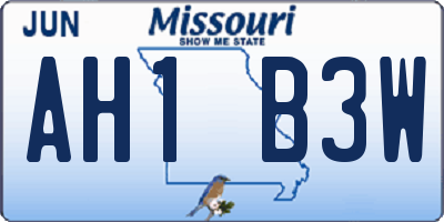 MO license plate AH1B3W