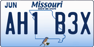 MO license plate AH1B3X