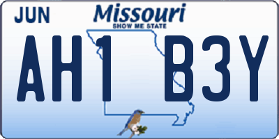 MO license plate AH1B3Y