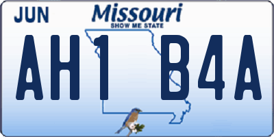 MO license plate AH1B4A