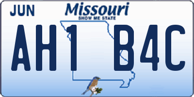 MO license plate AH1B4C