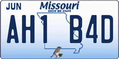 MO license plate AH1B4D