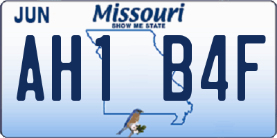 MO license plate AH1B4F