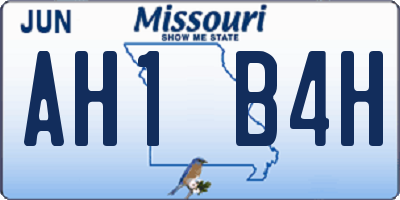 MO license plate AH1B4H