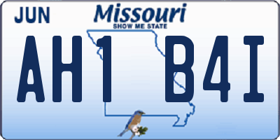 MO license plate AH1B4I