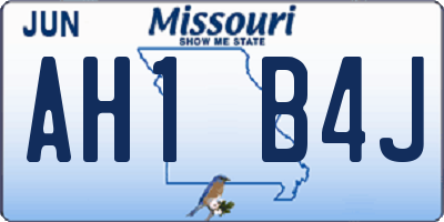 MO license plate AH1B4J