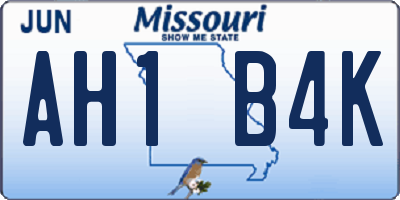 MO license plate AH1B4K