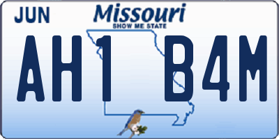 MO license plate AH1B4M