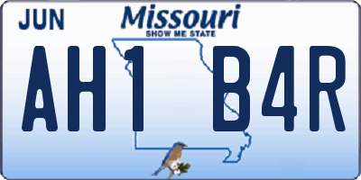 MO license plate AH1B4R