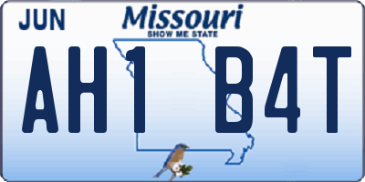 MO license plate AH1B4T