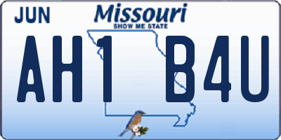 MO license plate AH1B4U