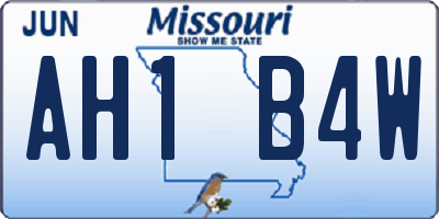 MO license plate AH1B4W