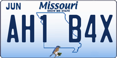 MO license plate AH1B4X