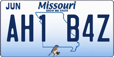 MO license plate AH1B4Z