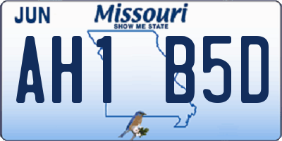 MO license plate AH1B5D