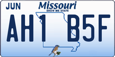 MO license plate AH1B5F