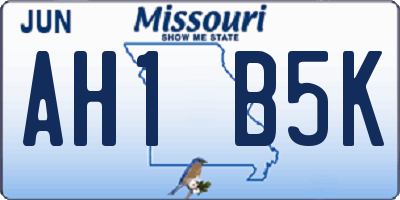 MO license plate AH1B5K