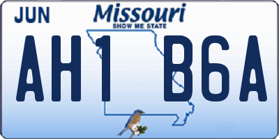 MO license plate AH1B6A