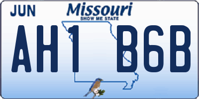 MO license plate AH1B6B