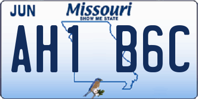 MO license plate AH1B6C