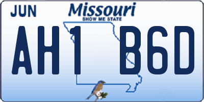 MO license plate AH1B6D