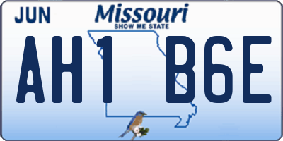 MO license plate AH1B6E