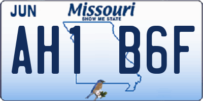 MO license plate AH1B6F