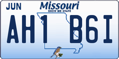 MO license plate AH1B6I