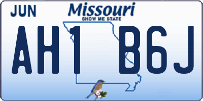 MO license plate AH1B6J