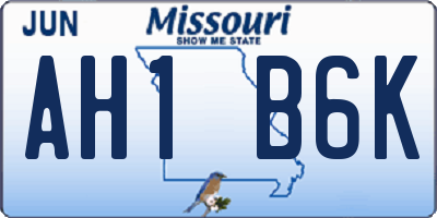 MO license plate AH1B6K