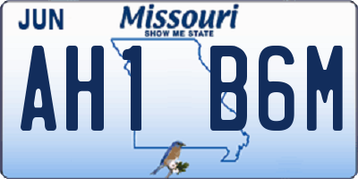 MO license plate AH1B6M