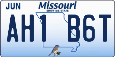 MO license plate AH1B6T