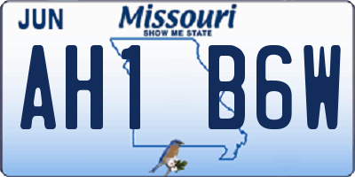 MO license plate AH1B6W