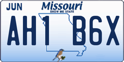 MO license plate AH1B6X