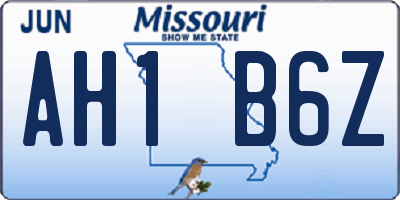 MO license plate AH1B6Z