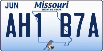 MO license plate AH1B7A