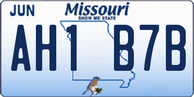 MO license plate AH1B7B