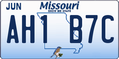 MO license plate AH1B7C