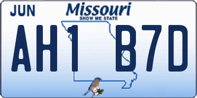 MO license plate AH1B7D