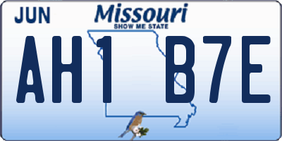 MO license plate AH1B7E