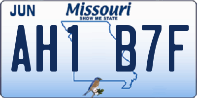 MO license plate AH1B7F