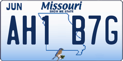 MO license plate AH1B7G