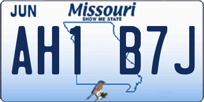 MO license plate AH1B7J