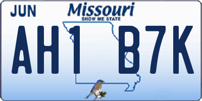 MO license plate AH1B7K