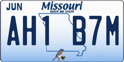 MO license plate AH1B7M