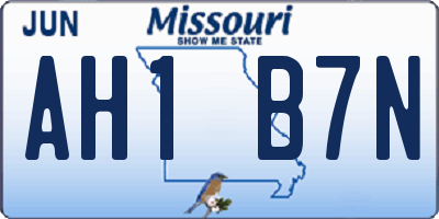 MO license plate AH1B7N