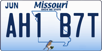 MO license plate AH1B7T