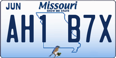 MO license plate AH1B7X