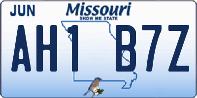 MO license plate AH1B7Z