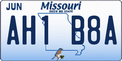 MO license plate AH1B8A